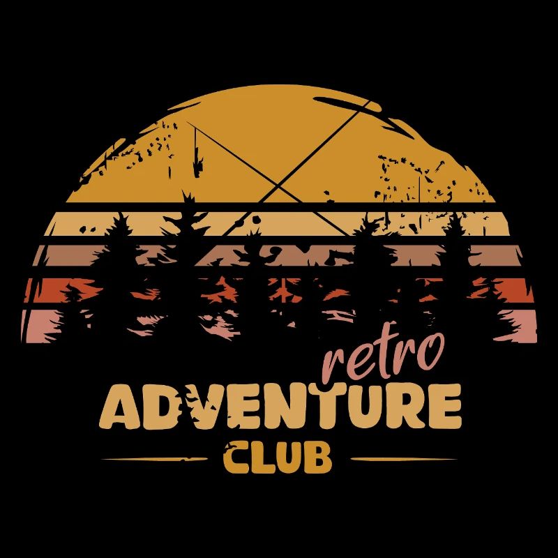 Retro Wald Silhouette – Vintage Outdoor Abenteuer