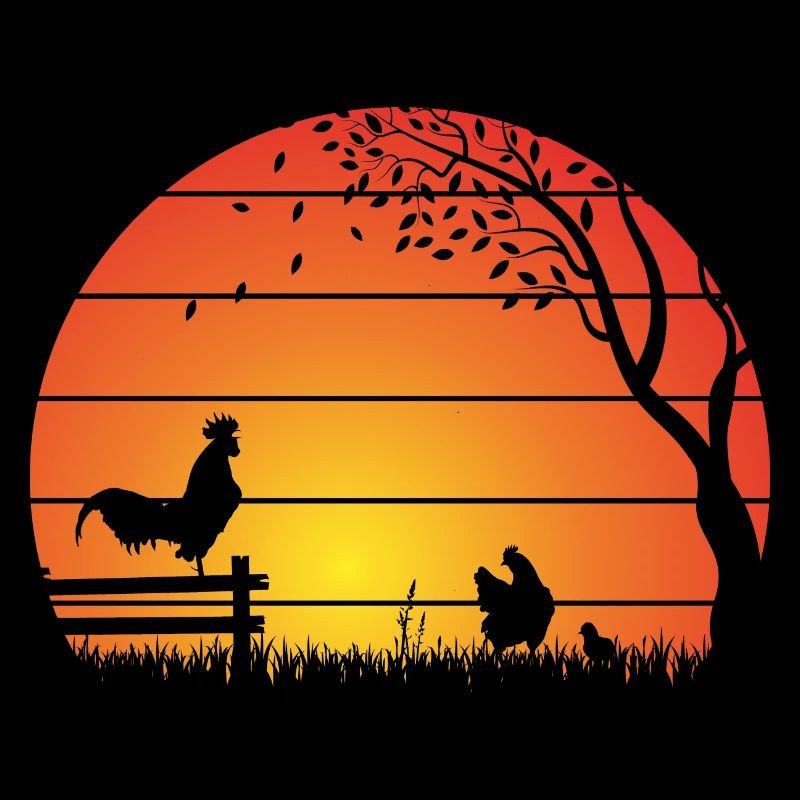 Poulets Coucher de soleil