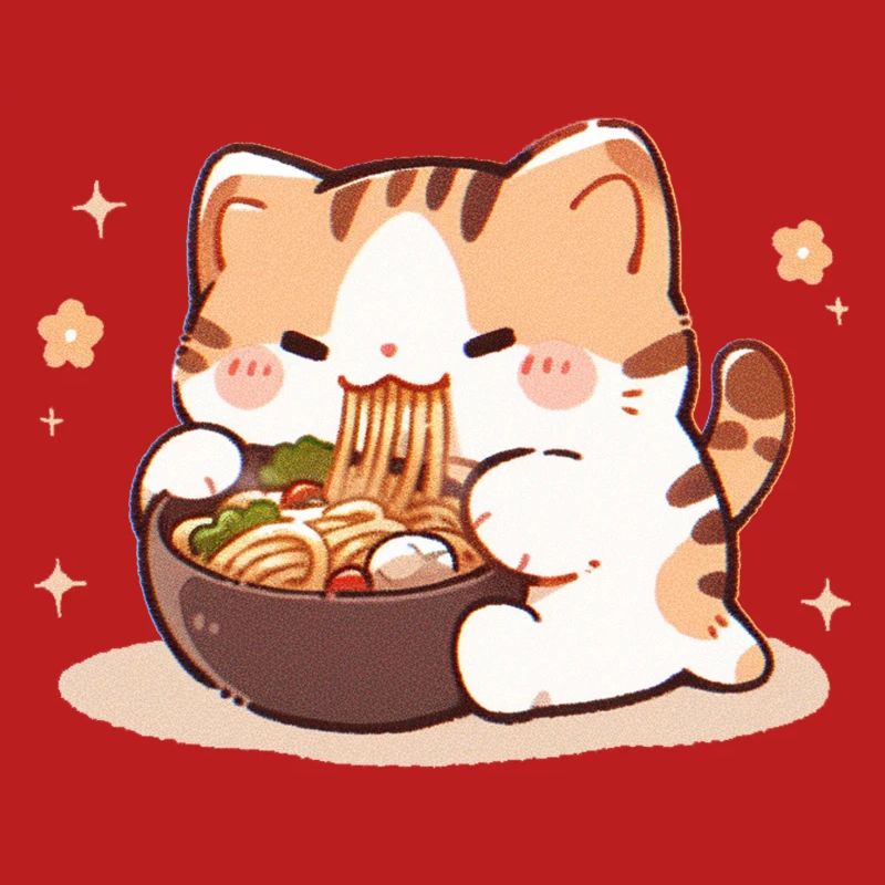 Mème de chat mangeant des spaghettis