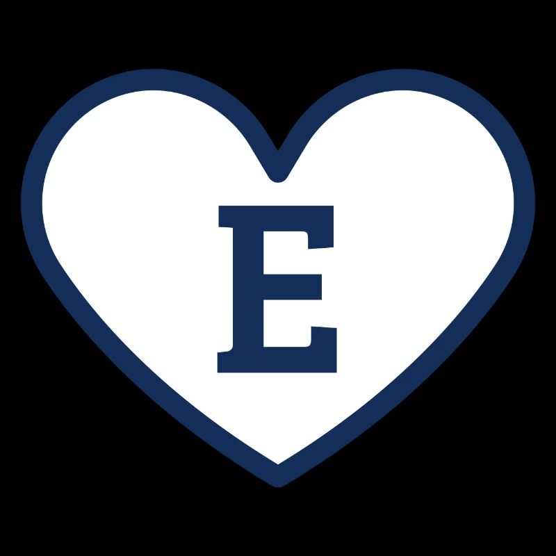 Letter e heart sport trend blue - gift idea