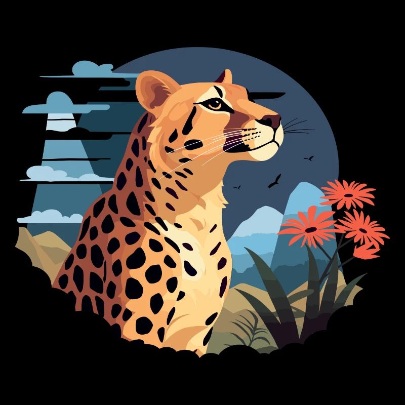 Leopard Portrait Tier Illustration TShirt