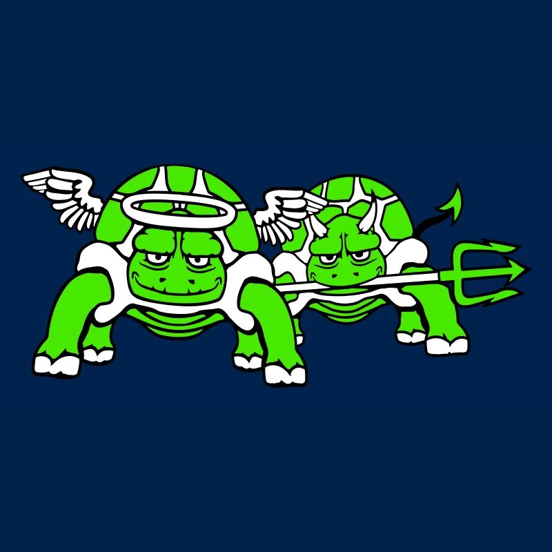 2 Turtles Conscience Team Devil Angel Evil Good