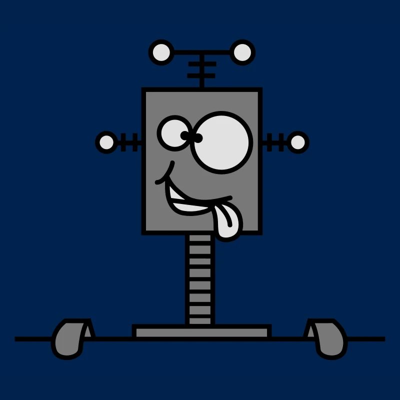 Funny Crazy Robot Behind Wall