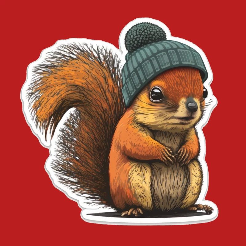 Squirrel with beanie