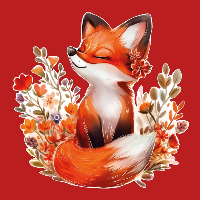 Fuchs mit Blumen