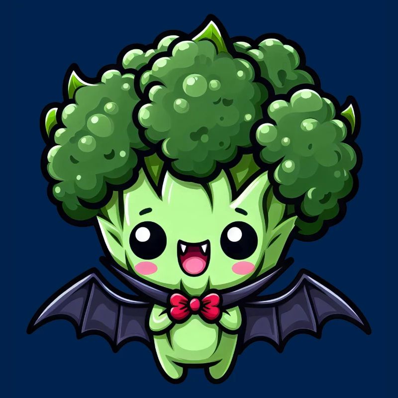Cute Halloween Broccoli Vampire Cartoon