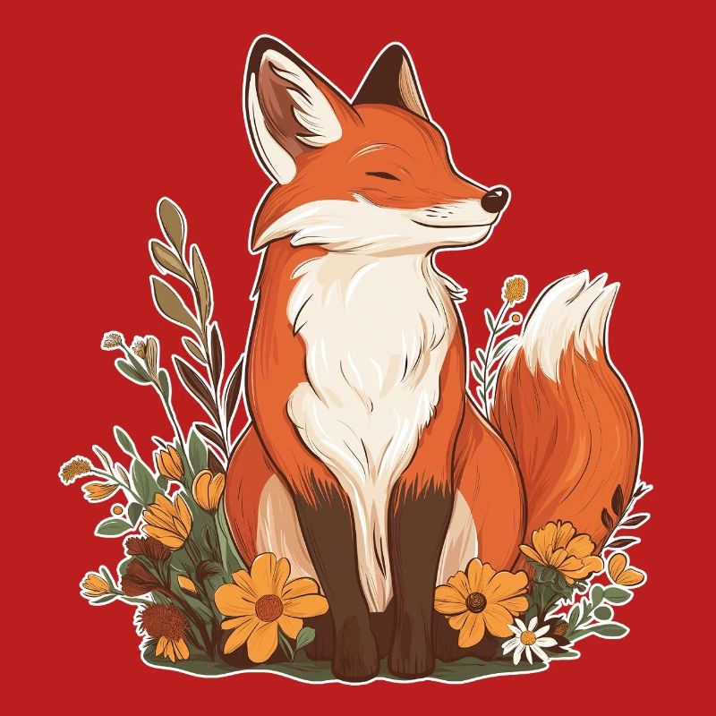 Fuchs mit Blumen