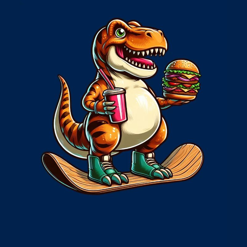 T-Rex Dinosaurier Skateboard Hamburger Spaß
