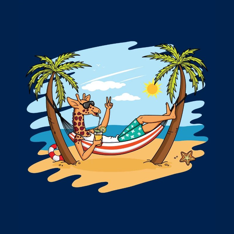 Drôle de girafe sur le cadeau de vacances d'été de plage