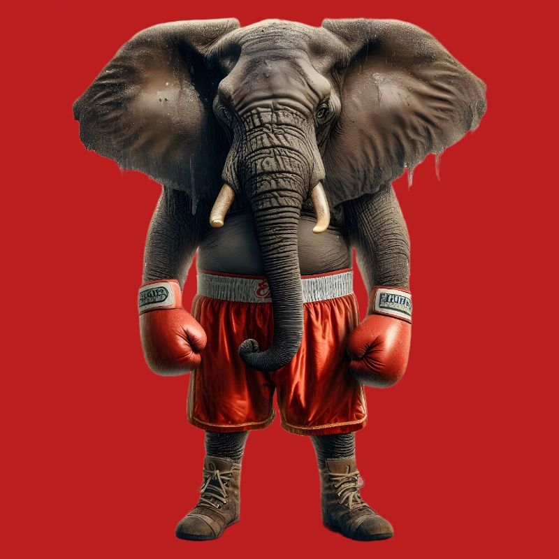 Elefant mit Boxhandschuhen