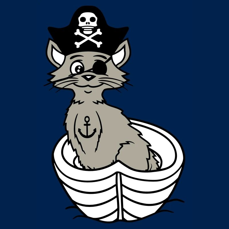 Pirate Cat Buccaneer Eye Patch Hat Rowing Boat