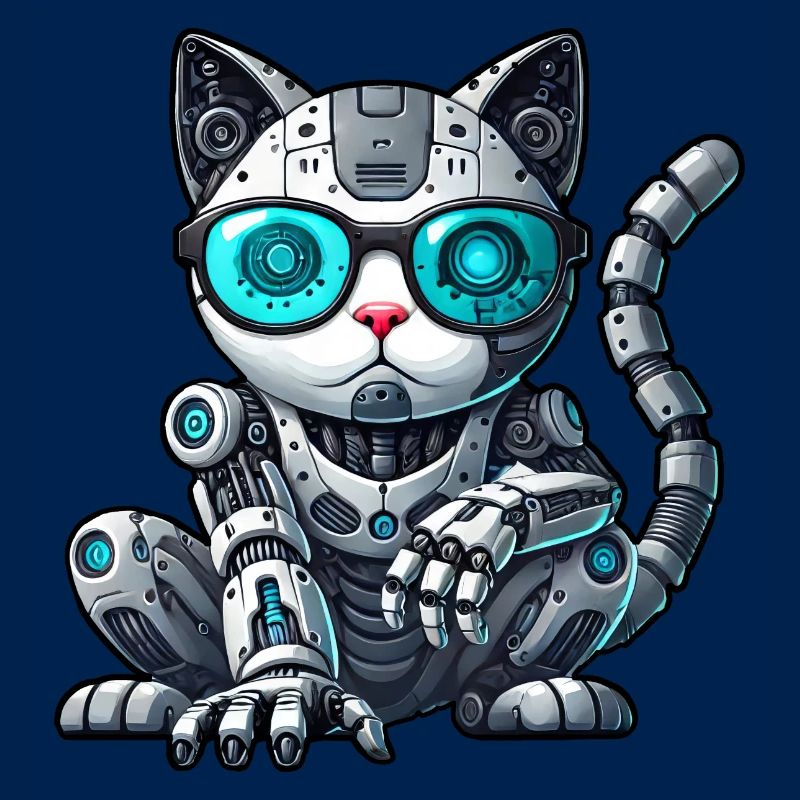Coole Katzen Cyborg Mech Comic Illustration