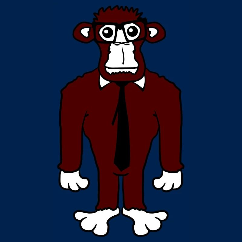 Schlauer Nerd Gorilla Hornbrille Geek Krawatte Fun
