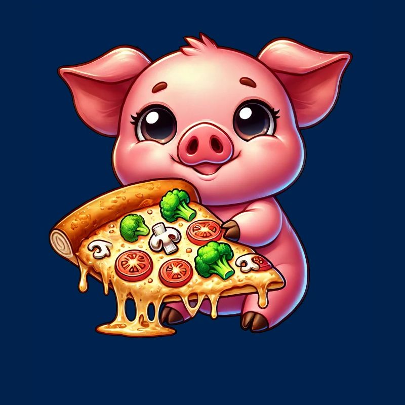 Cochon joyeux aime la pizza restauration rapide
