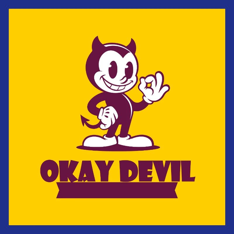 Okay Devil Mascot on Yellow
