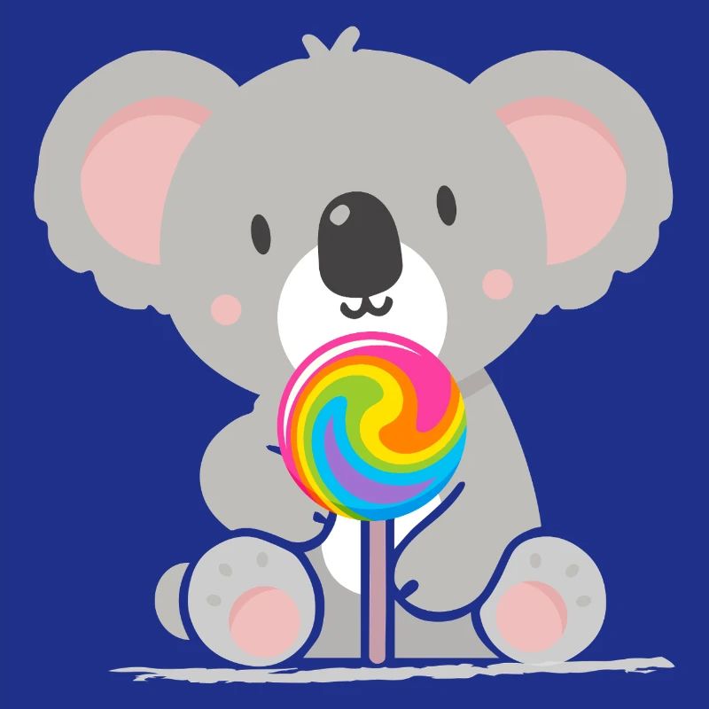 Koala mignon avec une sucette colorée