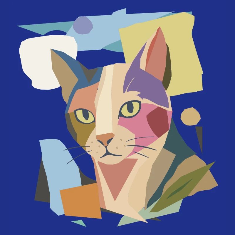 Abstract cat in modern color block design