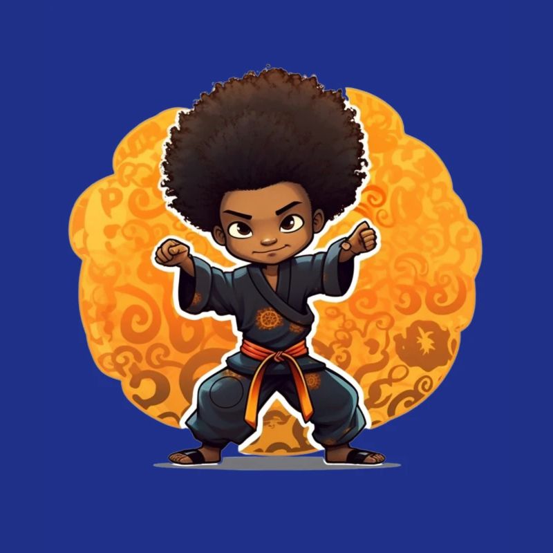Kampfkunst-Kind mit Afro-Style