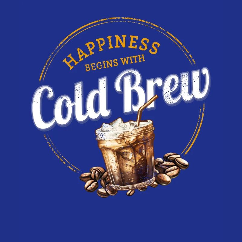 Conception de café vintage à cold brew avec grains de café