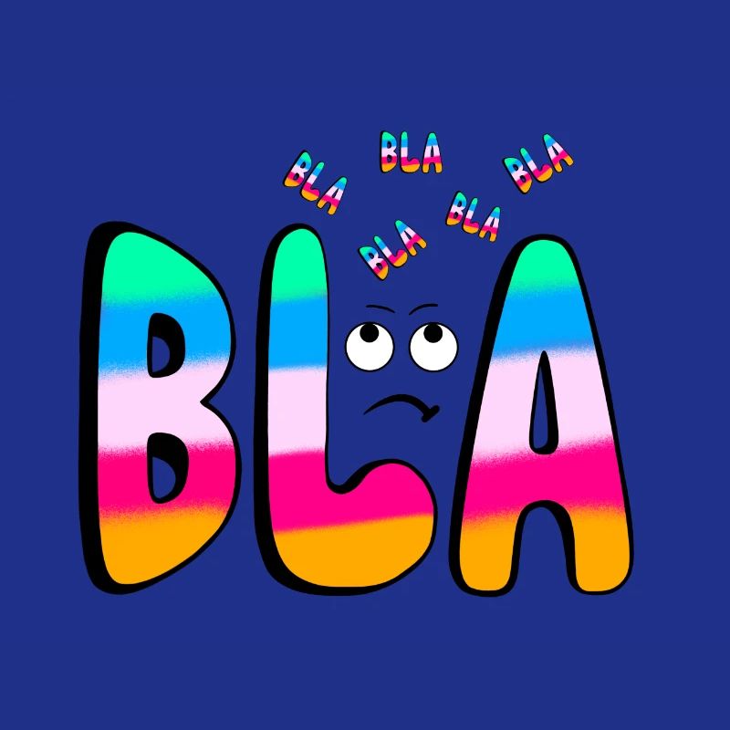 BLAH BLA BLA Rainbow font on black