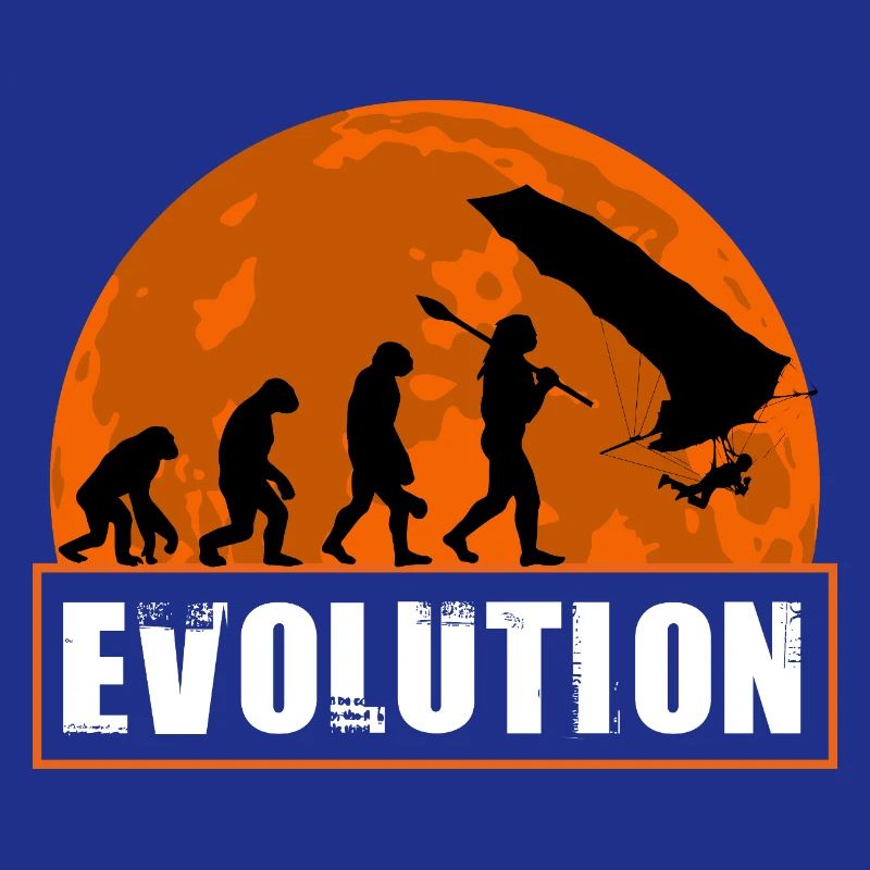 Évolution du design au coucher de soleil de pilote de deltaplane