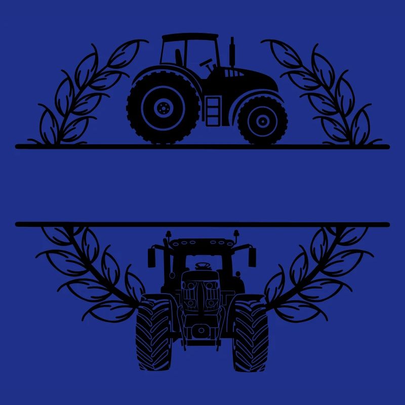 Tractor side and front view in wheat wreath