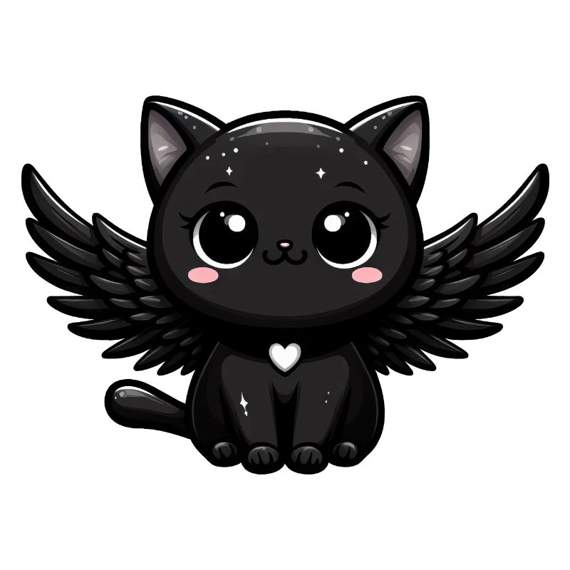 Gothic Engel Katze süß schwarz dunkel Flügel
