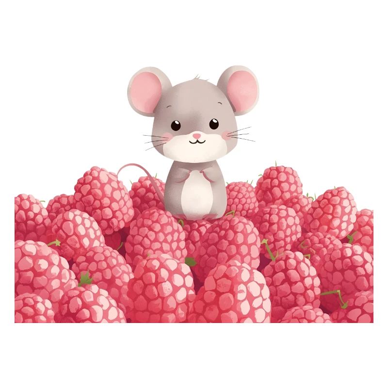 Souris mignonne dans le champ de framboises conception pour enfants