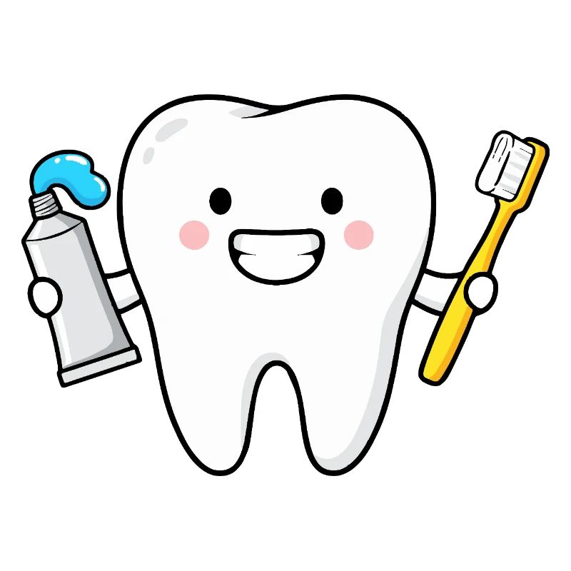 Cute Tooth with Toothbrush