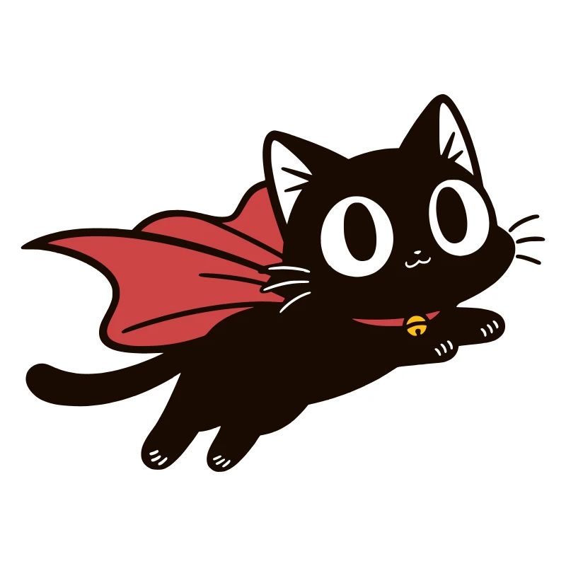 Flying Super Cat | Black cat with cape