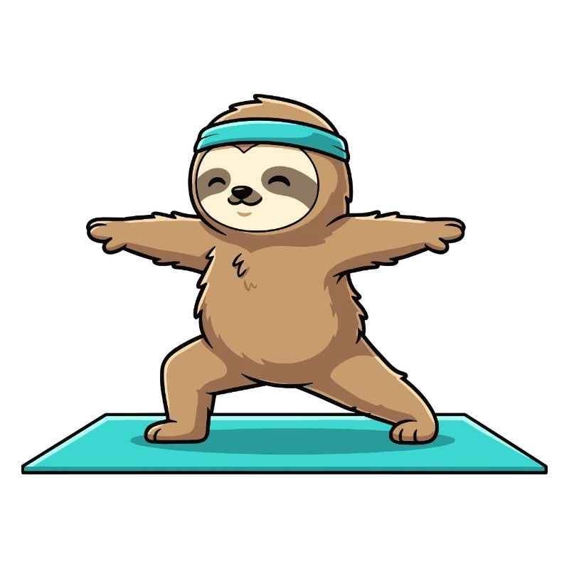 Yoga Sloth Animal Doing Warrior Pose