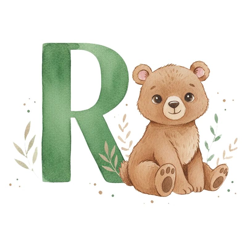 Bär mit Buchstabe R Illustration