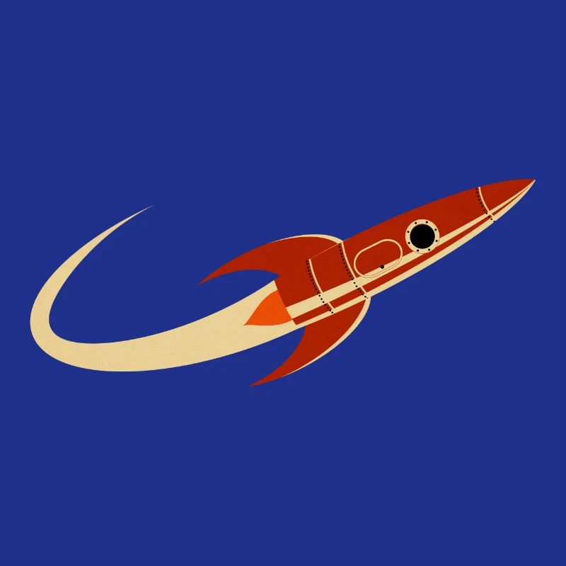 Fusée spatiale rouge