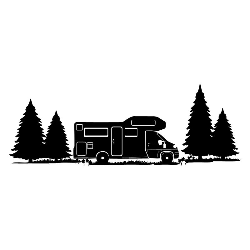 Shadow Camper in Forest with Spruce