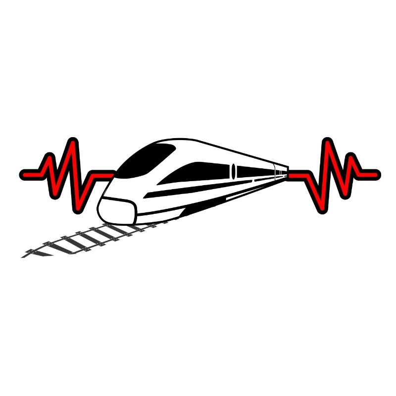 Heartbeat with train - railway worker, train driver design
