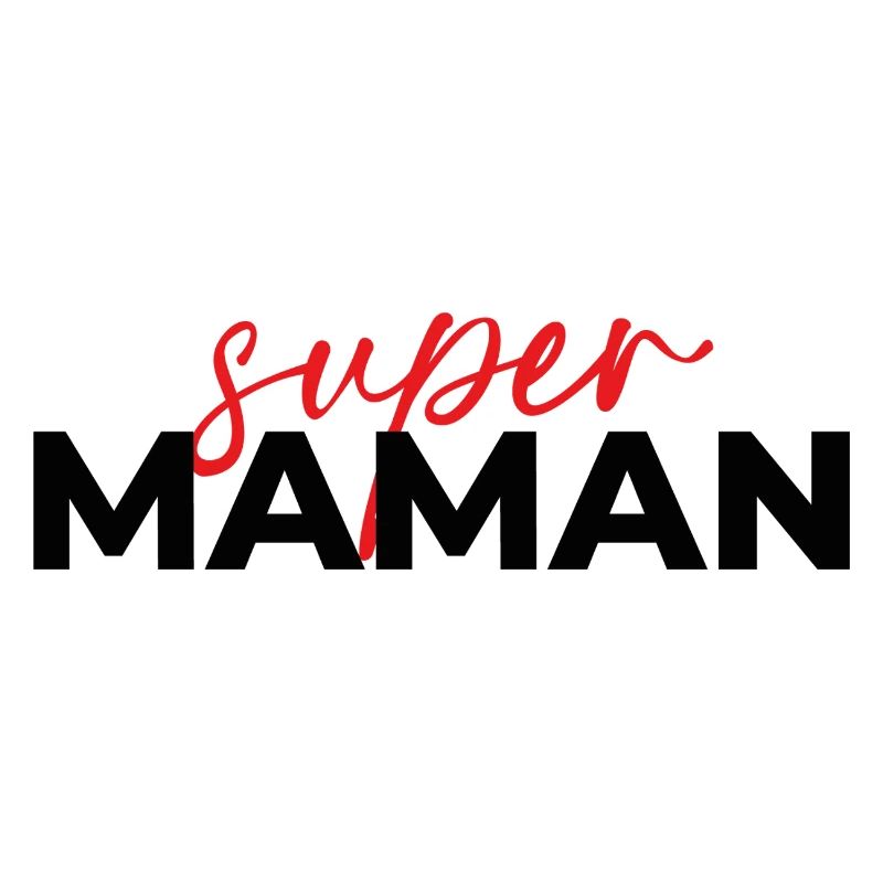 Super Maman Script Rouge sur Noir
