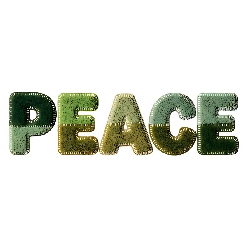 Peace Lettering Patchwork Look 70s Style