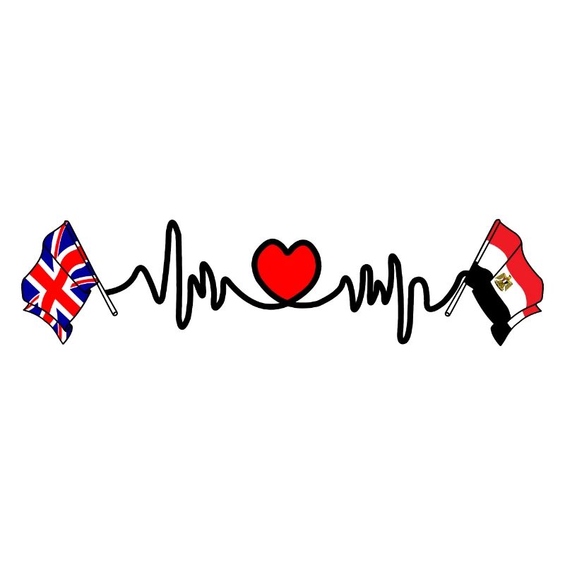 Cardio coeur avec drapeau de l’Angleterre et drapeau de l’Égypte