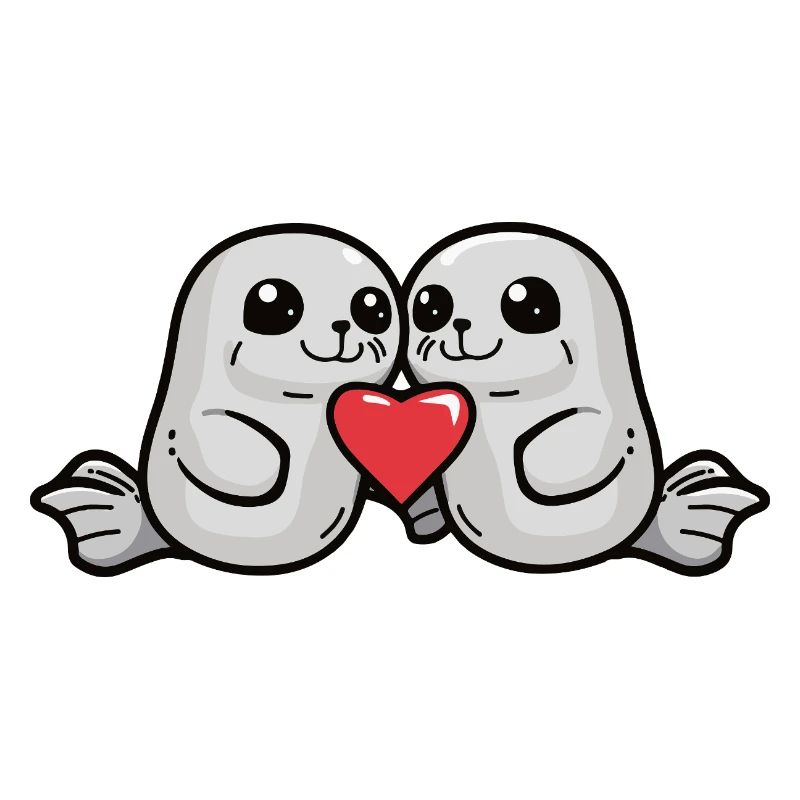 Couple de phoques Saint-Valentin