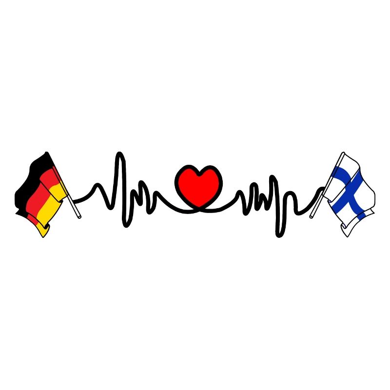 Cardio coeur avec drapeau Allemagne et drapeau Finlande