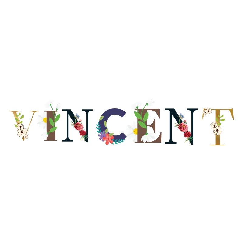 Le nom de VINCENT décoré de fleurs