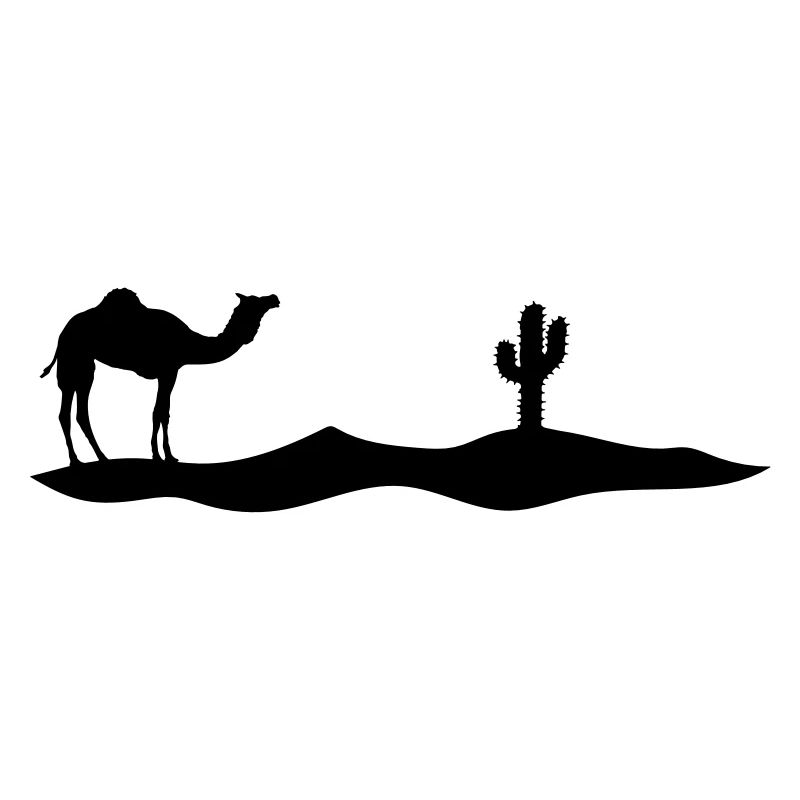 Cactus Camel Silhouette Outline Black Dromedary