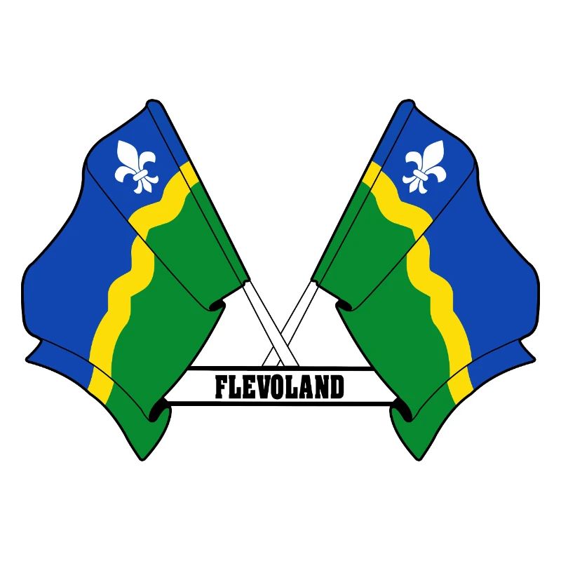 Deux drapeaux texte FLEVOLAND