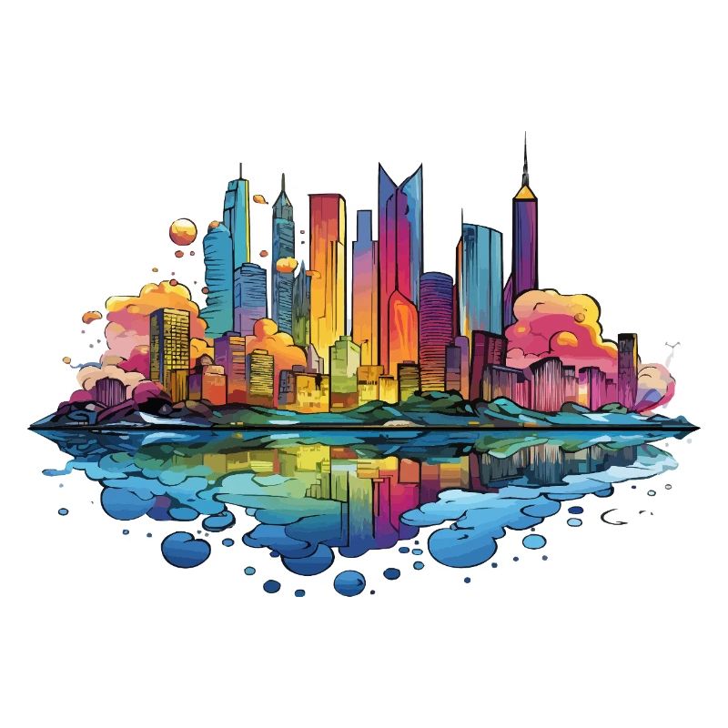 Bunte Skyline Reflektion