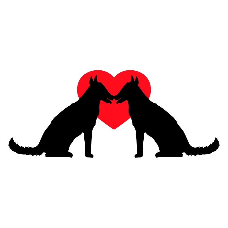 2 Hunde Liebe Herz Team Sitzen Zwei Freunde Crew
