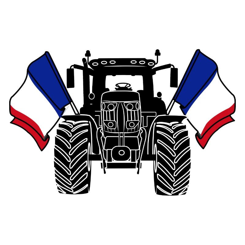 Traktor zwei Fahnen Frankreich