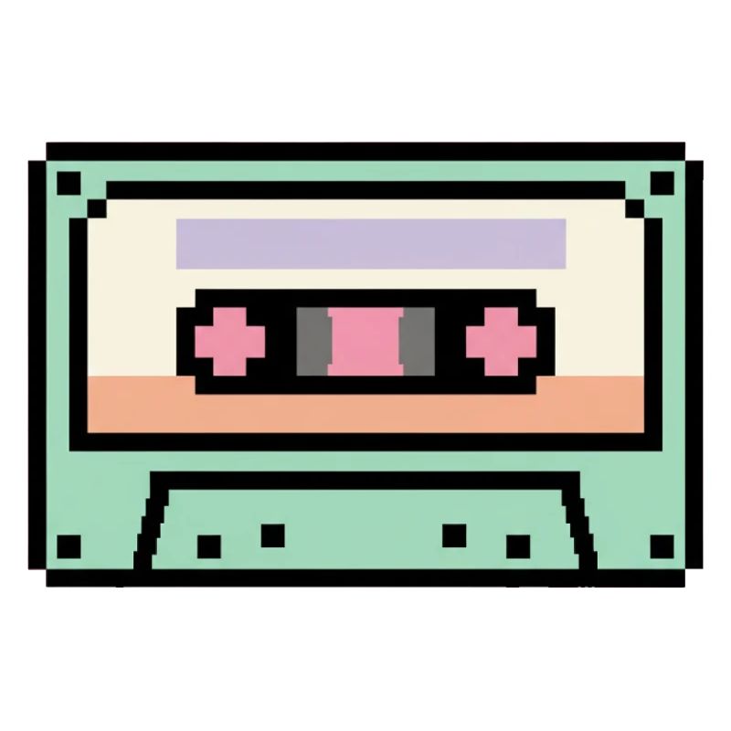 Retro 8 Bit Pixel Art Cassette