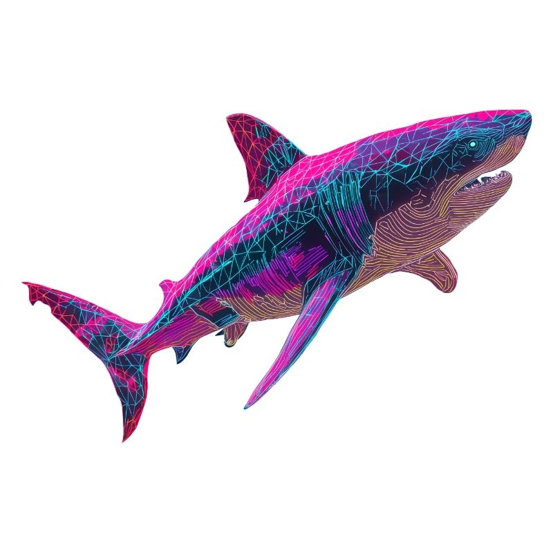 Neon Shark Glowing Cyberpunk Shark Graphic