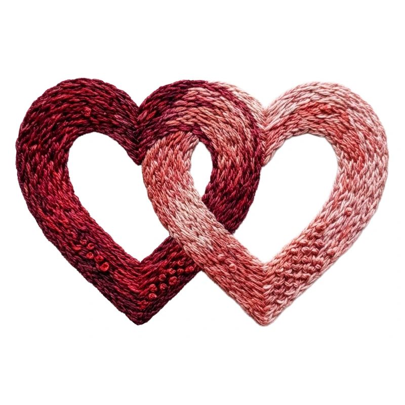 Deux cœurs de Saint-Valentin brodés (imprimé)