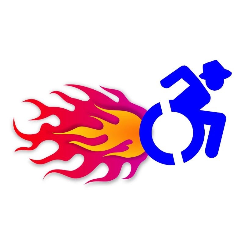 Rollstuhlfahrer mit Flammen #
